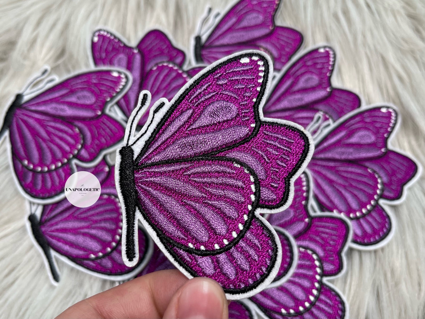 Purple Butterfly Embroidered Patch - WS