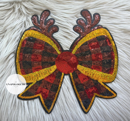 Reindeer Bow Sequin Patch PRE-ORDER- WS