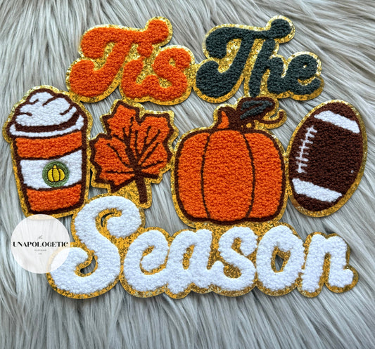 Tis The Season Fall Football Chenille Patch PRE-ORDER- WS