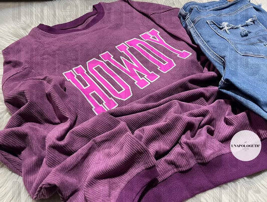 Purple Howdy Corduroy Sweatshirt - WS