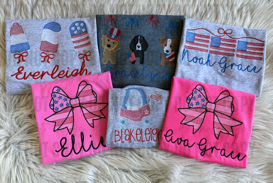 Girl Patriotic Custom Embroidered - Toddler/Youth WS