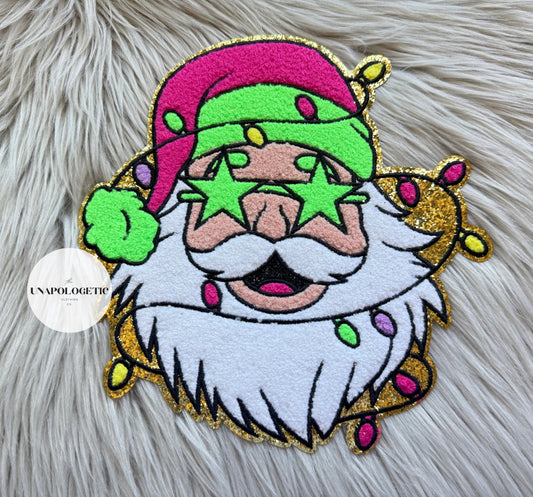 Santa Green Star Eyes Chenille Patch PRE-ORDER- WS