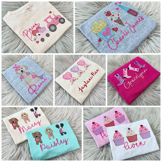 Girl Vday Custom Embroidered - Toddler/Youth WS