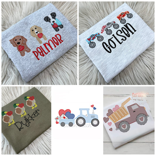 Boy Vday Custom Embroidered - Toddler/Youth WS