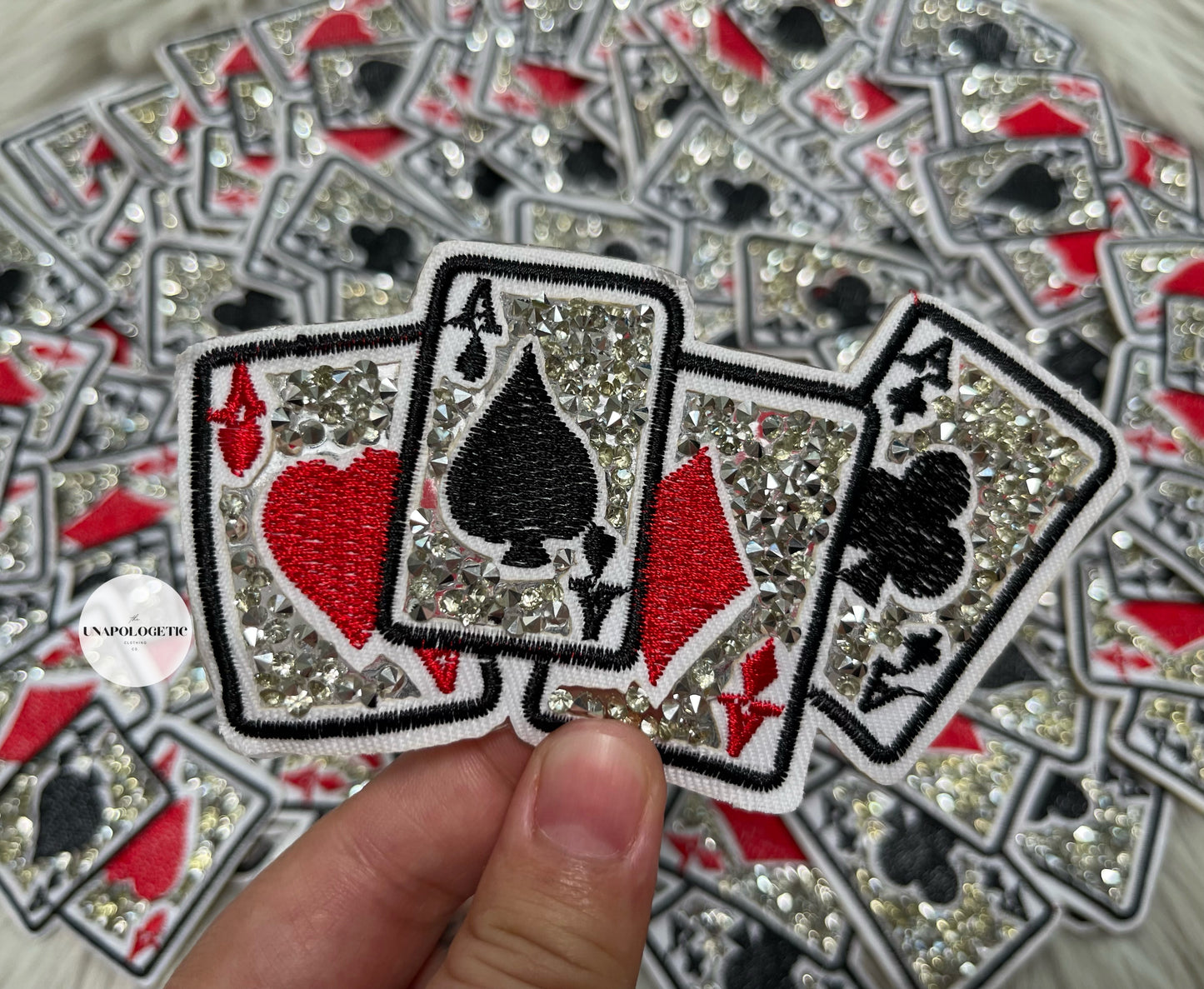 Rhinstone Deck of Cards Embroidered Patch - WS
