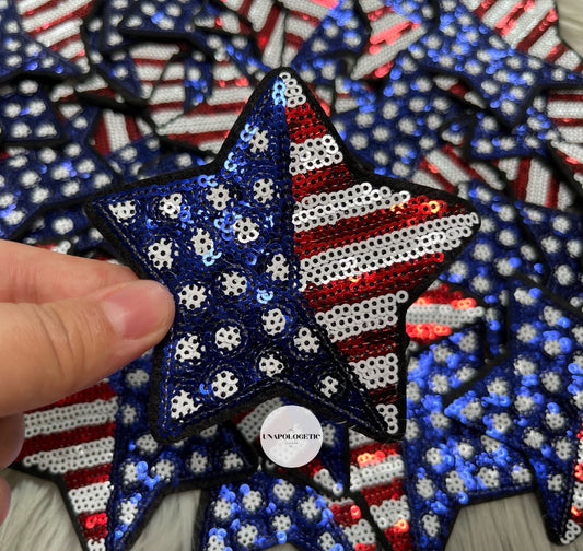 Sequin Star Embroidered Patch - WS