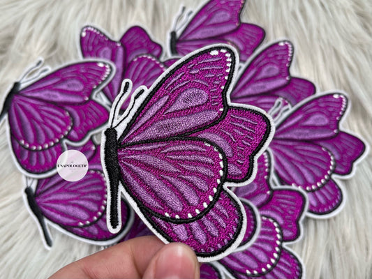 Purple Butterfly Embroidered Patch - WS