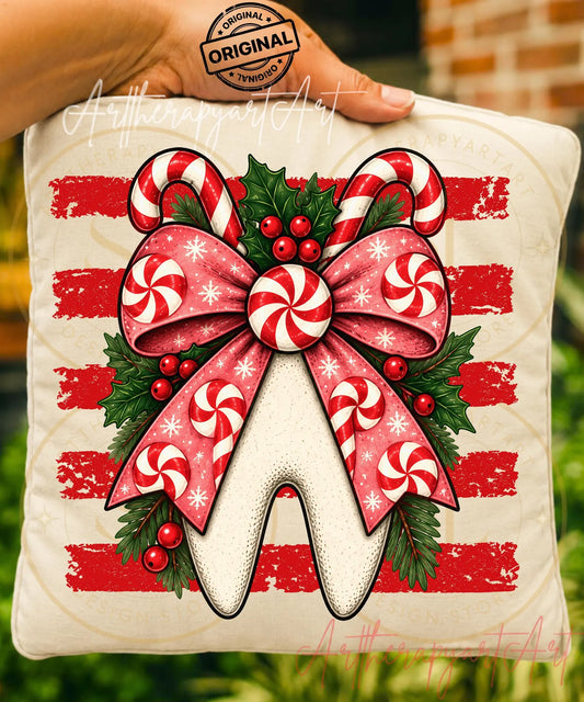 Candycane Bow Christmas Tooth
